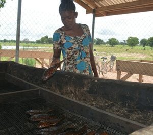 Sarah smoking fish