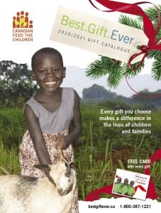 the best gift ever catalogue cover with a young girl holding a goat