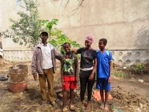 Boja with his Children left to right Chala,Lemlem and Gemechu