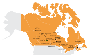 a map of canada showing where we partner