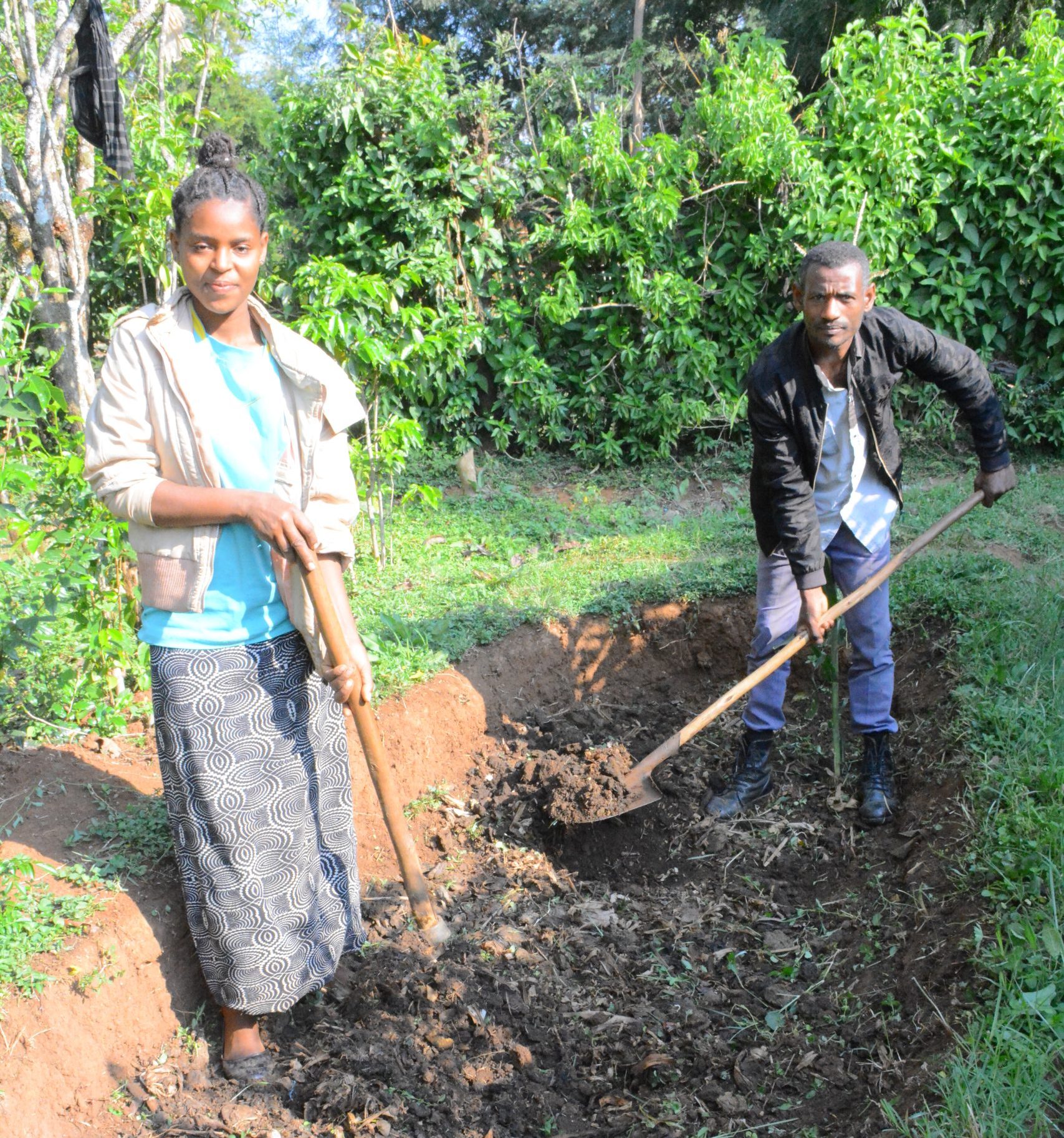 Farmers preparing organic fertilizer